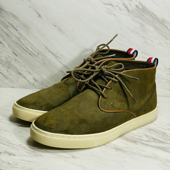Tommy Hilfiger military green suede high top shoes, size 11
